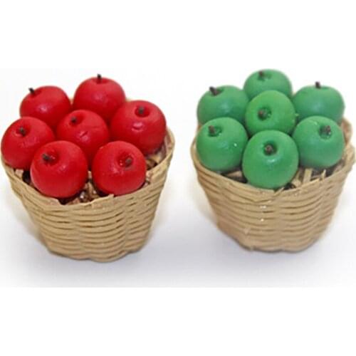 1/12 Dollhouse Mini Resin Fruits Basket Simulation Orange Apple Grape Banana Model Toys Miniature Decorate Doll House Accessorie