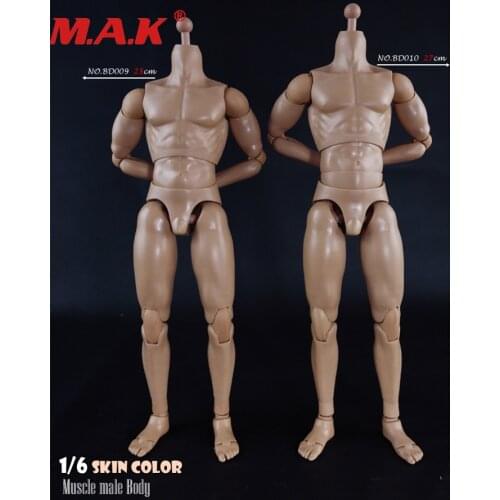BD009/BD010 1/6 scale flexible nude soldier figures model with parts skin color muscle male man boy body figure for 12' head
