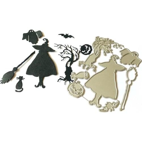 Halloween Witch Decor Set Metal Cutting Dies for Card Making Decoration DIY Scrapbooking