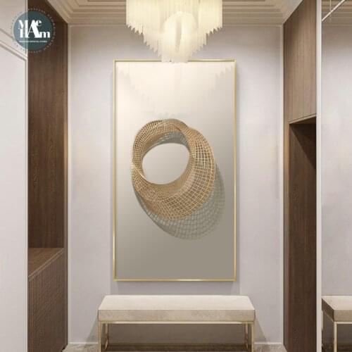 3D stereo abstract lines wall art Canvas Painting Prints Posters Creative golden art Pictures for Living Room Nordic Decor