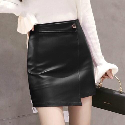 Real Sheepskin Skirts Womens Genuine Leather Irregular Mini Short Skirts Elegant Ladies High Waist Skirt LWL1590