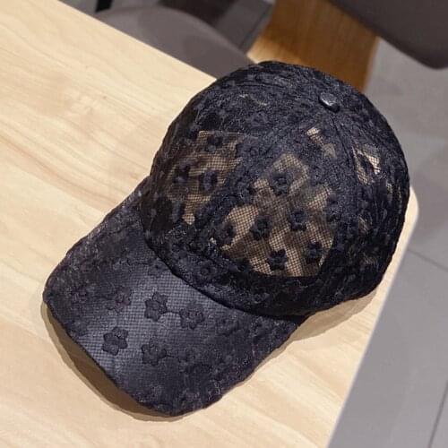 New Fashion Lace Women Hat 2021 Summer Baseball Cap Sunshade Hollow Cap Black Breathable Beach Sunscreen Cap Caps For Women
