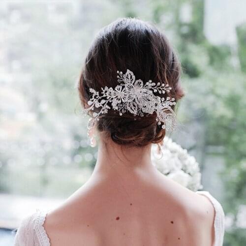 OKILY Luxury Wedding Pearl Bridal Haircomb Accessories for Women Handmade Crystal Hair Comb Hairpins Party Banquet Accessory