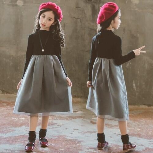 Autumn Toddler Girl Dresses Long Sleeves Clothes Long Patchwork Dresses Princess Girl Clothes Party Spring Teenage Clothes