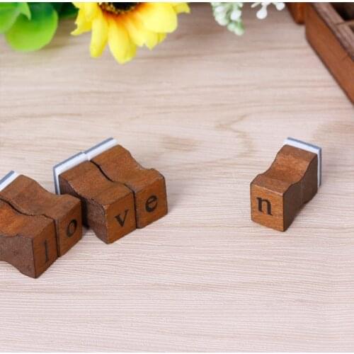 P15D 30pcs Retro Alphabet Letter Uppercase Lowercase Wooden Rubber Stamp Set Craft