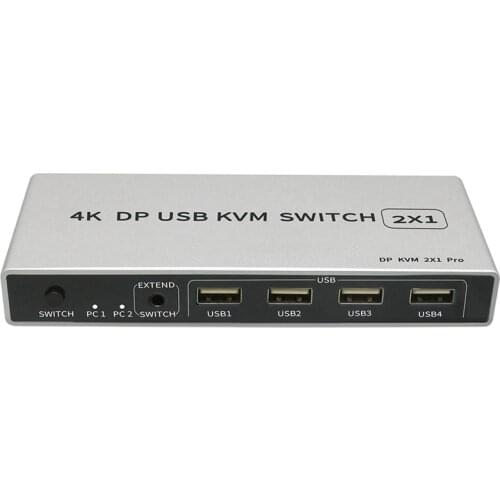 DP KVM Switch 2 in 1 Out Ultra HD 4K 60Hz DP USB KVM Switch 2X1 2 in 1 Out Computer Sharing Device for Pc