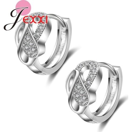 Charms Fashion Silver Circle Clear African AAA Crystal Double Hollow Infinite Hoop Earrings for Women Brincos Bijoux