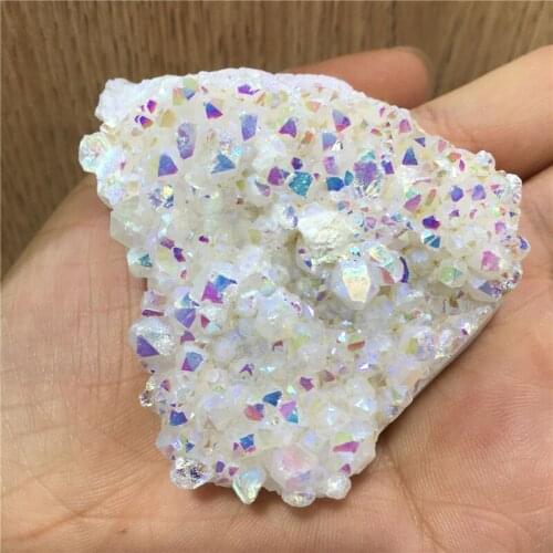 Rainbow Aura Angel Clear Crystal Clusters For Healing Quartz Stone Gift