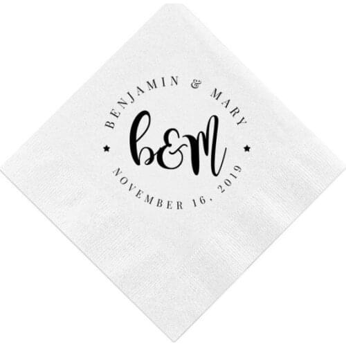 Romantic First Name - Personalized Wedding Napkins, Rehearsal Dinner, Engagement Party, Custom Bar Napkins, Wedding Napkins