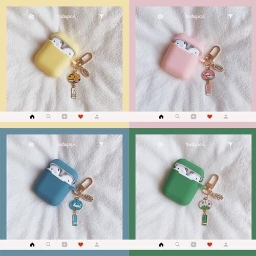 Luxury Headset Case for Airpods Earphone Protect Cover Cartoon Girl Bluetooth Wireless Earphone Cover For Airpods keychain