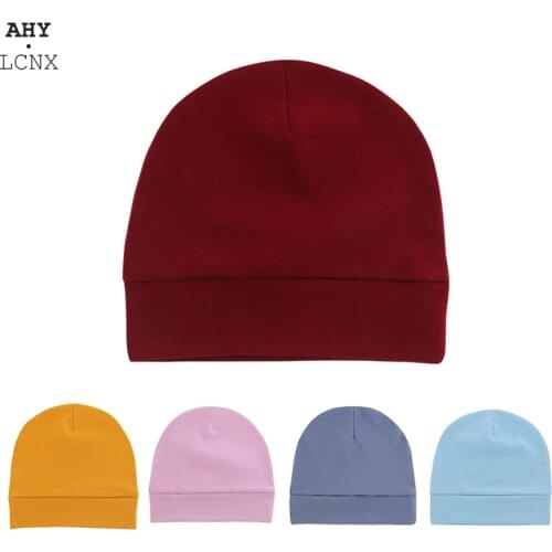 New Autumn Summer Newborn Baby Hat 0-2 Years Baby Beanie Cap Single Layer Cotton Bonnet Cartoon Hat Infant Caps Hats Solid Color