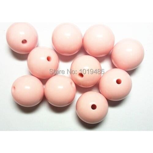 Choose size) 6mm/8mm/10mm/12mm/14mm/16mm/18mm soft pink color Gumball Bubblegum Acrylic Solid Beads for Necklace Jewelry