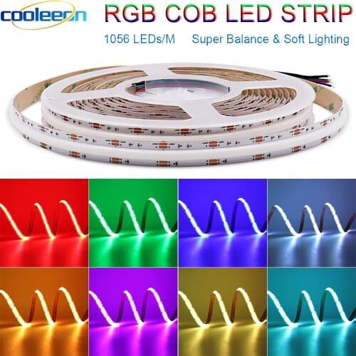 1056 LEDs/M Suer Bright RGB COB Strip 24V Colorful LED Tape Light Bar Balance Soft Lighting Dimmable Home Decoration LED Ribbon