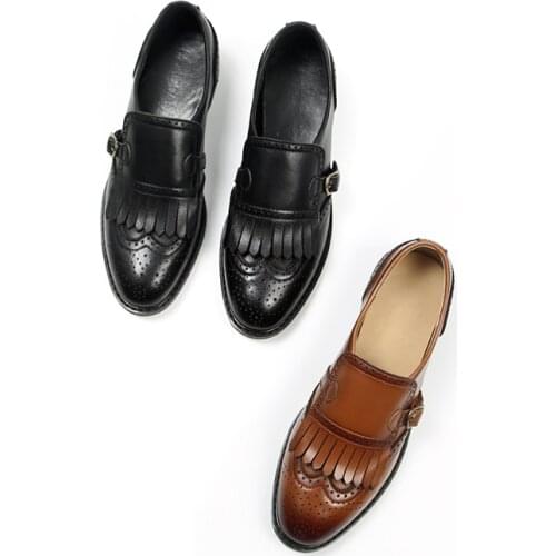 MORDOAN Oxfords Women Calfskin Genuine Cow Leather Wingtip Lace-Up Closure Ladies Brogue Flat Retro Brock Womens Fringe Shoes