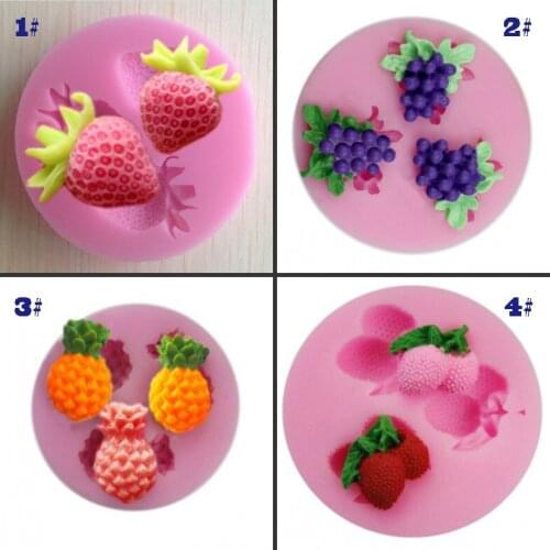Liquid Silicone DIY Fruit Cake Mold Fondant Pineapple Strawberry Fudge Chocolate Mold Pastry Baking Tools Resin accessories