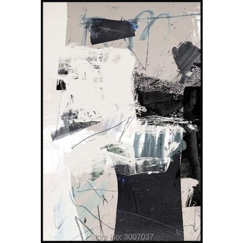 100% hand painted oil painting Home decoration white and black abstract paintings pictures modern wall art for living room decor
