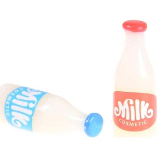 2PCS 1:12 Miniature Food Milk Bottles 2cm Breakfast Dollhouse Kitchen Accessories