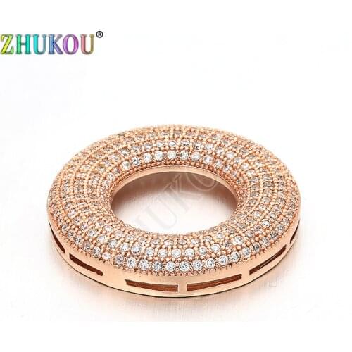27mm Handmade Micro Pave Cubic Zirconia Beads Charms for Diy Crafts Jewelry Findings Making, Model: VZ142