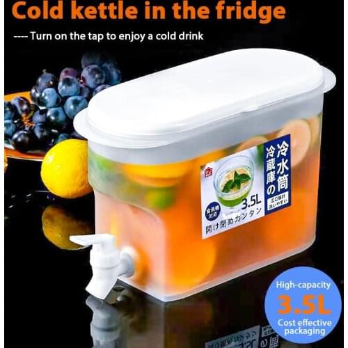 3500ml Refrigerator Kettle Home Kitchen with Faucet Cold Water Bottle Kettle Teapot Lemon Juice Pot Kitchen Drinkware Container