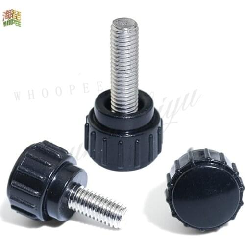 5pcs M3 M4 M5 Black Bakelite Round Head With Stainless Steel Rod Hand Handle Thumb Screw(Head Diameter 15mm)