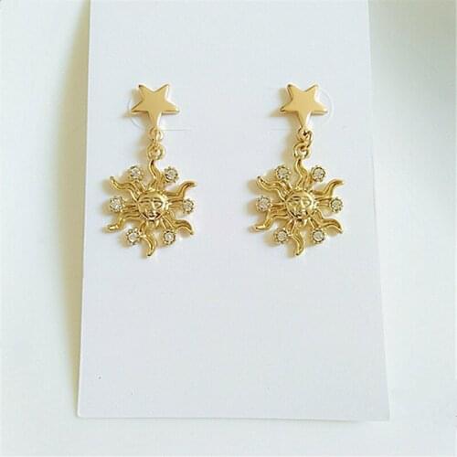 10 pair / lot fashion jewelry accessories gold metal star sun earrings