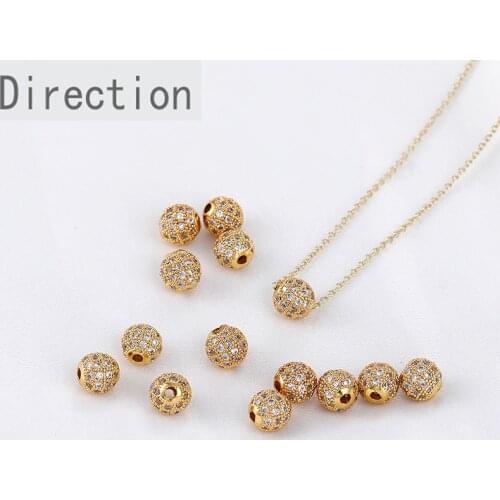 14K gold-clad real gold-plated zircon full-drilled straight-hole beads diy handmade bracelet necklace bead material accessories