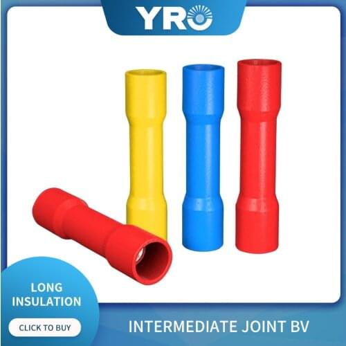 BV5.5 tube type fully insulated intermediate terminal wire connector cold-pressed copper tube long connector 500 pieces