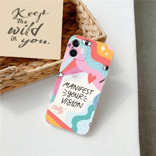 Geometry line decorative Painting graffiti Mobile Phone Case For Apple 12 Pro max 11 8plus SE art retro style Soft Back Cover