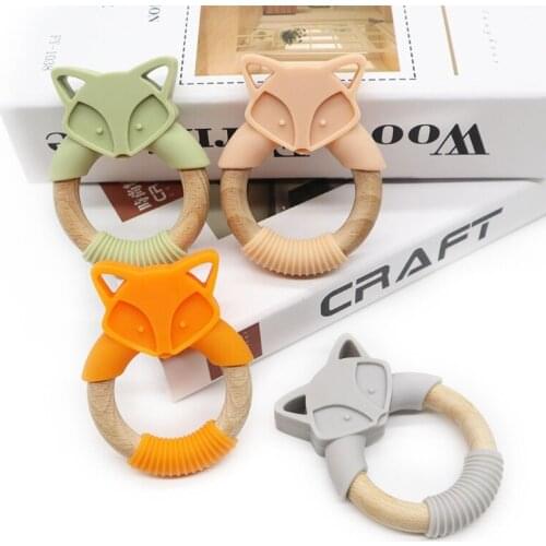 Cartoon Animal Baby Teether Food Grade Silicone Beads Rattle Molar Soother Nursing Teething Chewing Toy Shower Gifts for Newborn