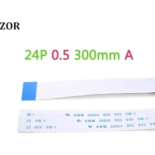 2pcs 24pin 24p FFC FPC flat flexible cable 0.5mm pitch 24 pin Forward Length 300mm Width 12.5mm Ribbon Flex Cable Type A