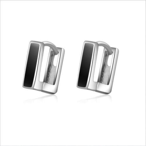 MEEKCAT Brand Classic Real 925 Sterling Silver on Earrings Square Shape Hoop Fine Women Earrings Factory Wholesale Gift