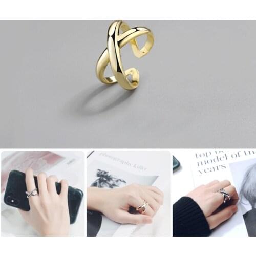Classic Temperament Cross Opening Double Layer Rings Female Simple Cute Geometry Jewelry Birthday Party Daily Couple Gift