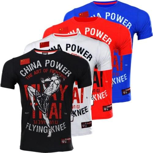 Summer cool Fighting MMA BJJ T Shirts+Pants Printing Boxing Shirts Muay Thai Men MMA Kickboxing Sport Suit short-sleeved