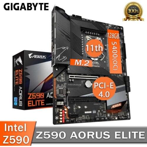 LGA 1200 Gigabyte Z590 AORUS ELITE Motherboard DDR4 2133MHz 128G Gaming 10th/11th-Gen Cpu Desktop Z590 Placa-Mãe 1200 ATX New