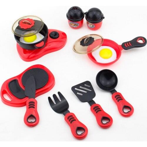 Mini kids Kitchen Toy Frying Pan Pot Dish Model Pretend Cooking Toys Set Tableware Utensils for Girl Boy Children