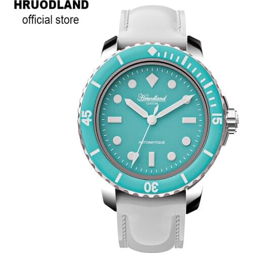 Hruodland Fashion Automatic Men Women Watches SW200 Sapphire Crystal Blue Pink Stainless Steel Mechanical Wrist watch For Male