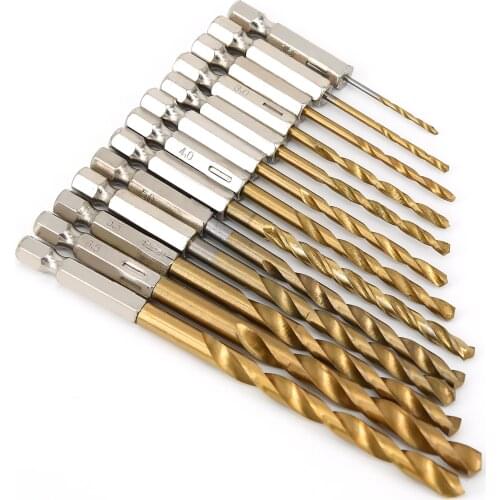 New 13 Pcs/set Drill Bit Set Titanium Coated HSS Hex Shank Quick Change Durable