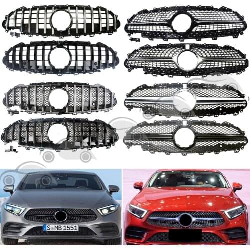 Front Bumper Racing Grill Billet Grille Cover For Mercedes-Benz CLS-Class W257 C257 2019 2020 2021 Diamond Black Silver