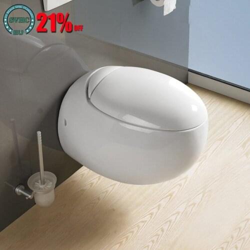 Wall-hung Toilet ceramic+PP cover 590*410*390mm black glaze/white glaze Creative personalization Egg-Shape Bathroom Toilet