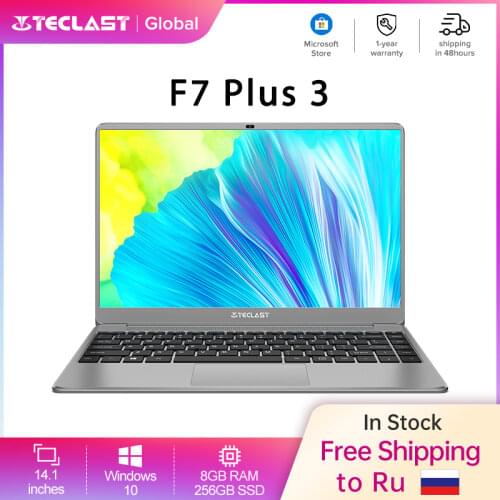 Teclast F7 Plus 3 Laptop 14.1'' UHD 1920x1080 IPS Windows 10 Intel Celeron N4120 8GB RAM 256GB SSD 45600mWh Metal Body Notebook