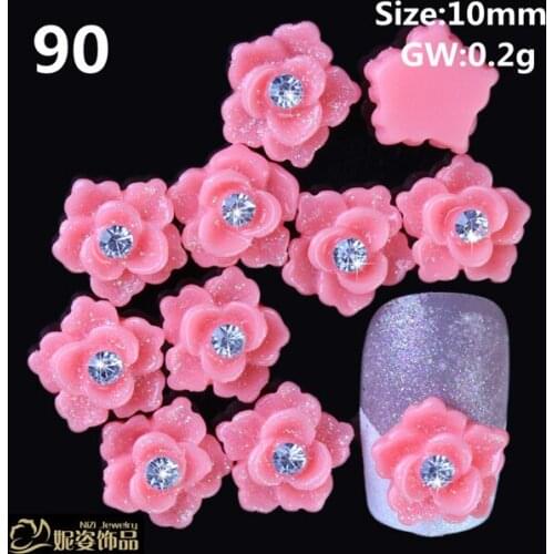 New free shipping 200pcs 10mm beauty Glitter five-point shape flower with shiny rhinestones nail decoration Manicure