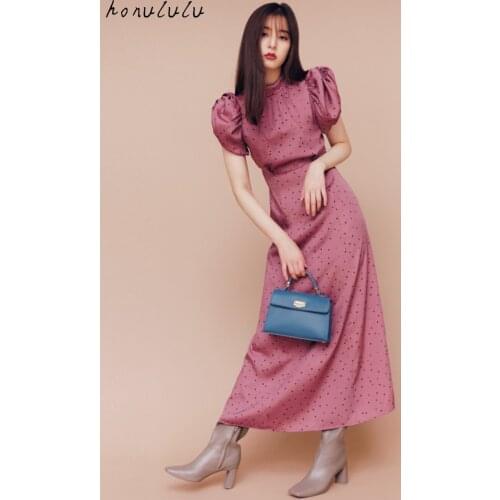 2021 autumn and winter new Japanese flower bud sleeve water jade point halter slim temperament dress women