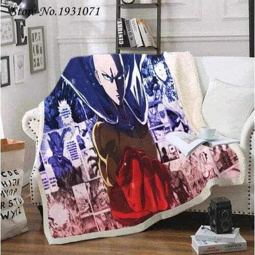NEW ONE PUNCH MAN 3D Printed Fleece Blanket for Beds Thick Quilt Fashion Bedspread Sherpa Throw Blanket Adults Kids 01