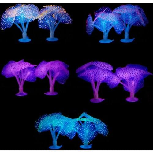 New Fluorescent UnderWater Landscape Decor Simulation Coral Artificial Sucker Coral Plant Ornament Fish Tank Aquarium Accessorie