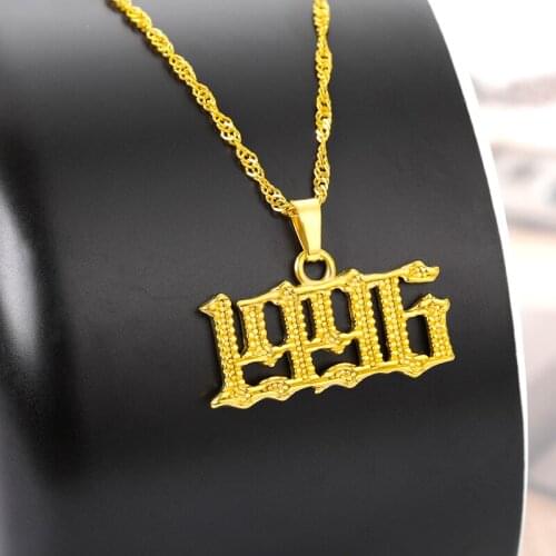 2020 New Fashion 1985 to 2020 Year Number Necklaces For Women Men Gold Stainless Steel Long Chain Necklace Birthday Jewerly Gift