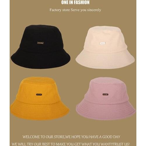 2021 Colorful Polyester Cotton Bucket Hat Summer Letter Tag Outdoor Fisherman Hat For Women Casual Statement Panama Hat Uniserx