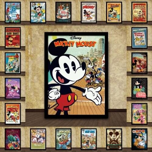 Disney Comics Poster Mickey Mouse and Donald Duck Canvas Print Painting Vintage Wall Art Poster Pictures for Kids Room