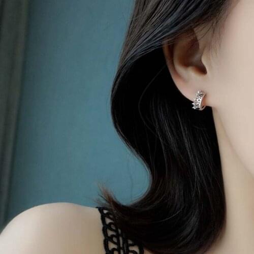 Hoop Earrings Wave Zircon Crown For Women Simple Cute Design Temperament Fashion Hot High Quality Lady Wedding Jewelry BOYULIGE
