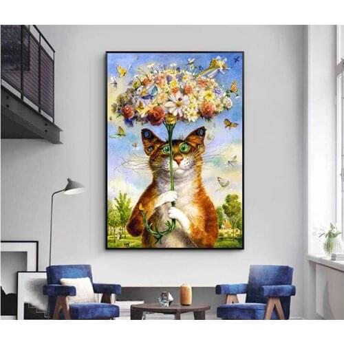SHANSHIYOUPIN Cross Stitch Embroidery Kits 14CT Cat Animal Cotton Thread Painting DIY Needlework DMC New Year Home Decor