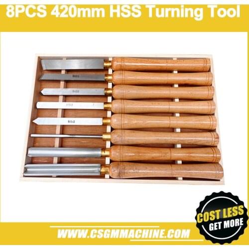 8pcs 420mm length HSS wood lathe turning tool